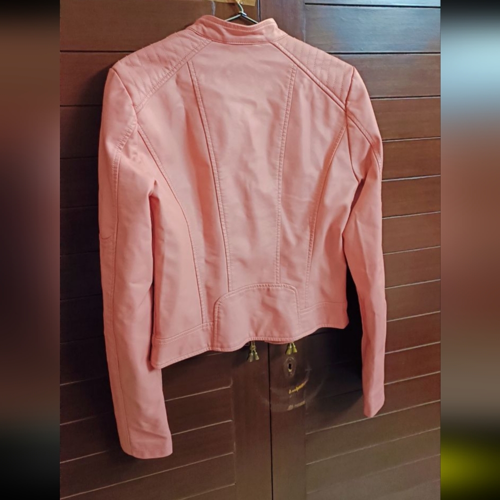 Vero Moda Old Rose Colour Faux Leather Jacket - Picture 2 of 7